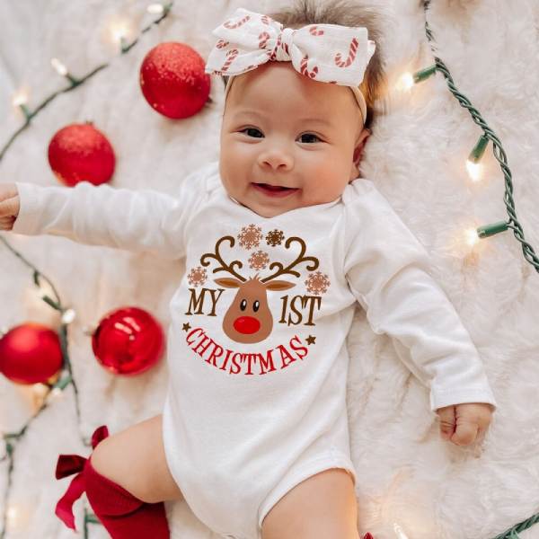 Mon Premier Noël  Body de Noël Bébé Fille - Tenue Noël Pyjama Noel – Ô  Royaume de Bébé